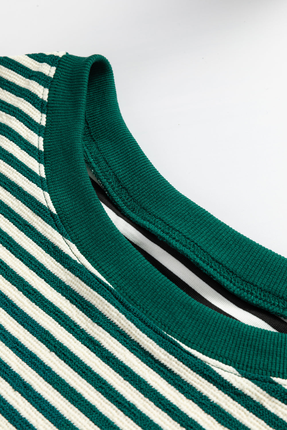 Black Stripe Drop Shoulder Long Sleeve Top