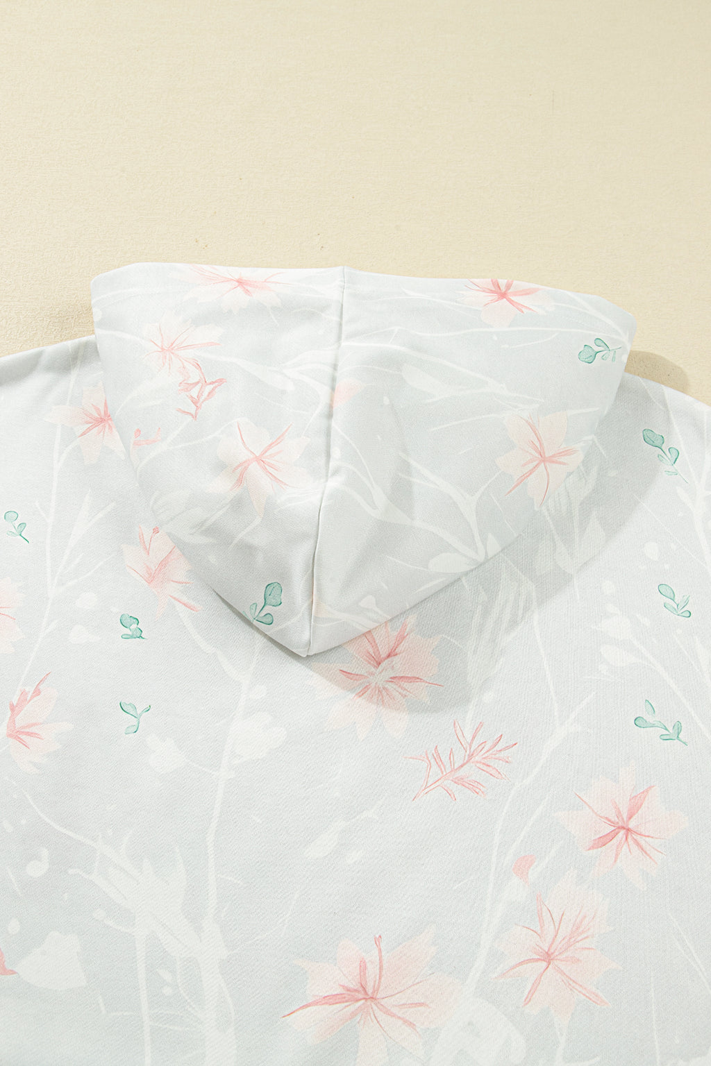 Sweat à capuche ample grande taille à imprimé floral gris