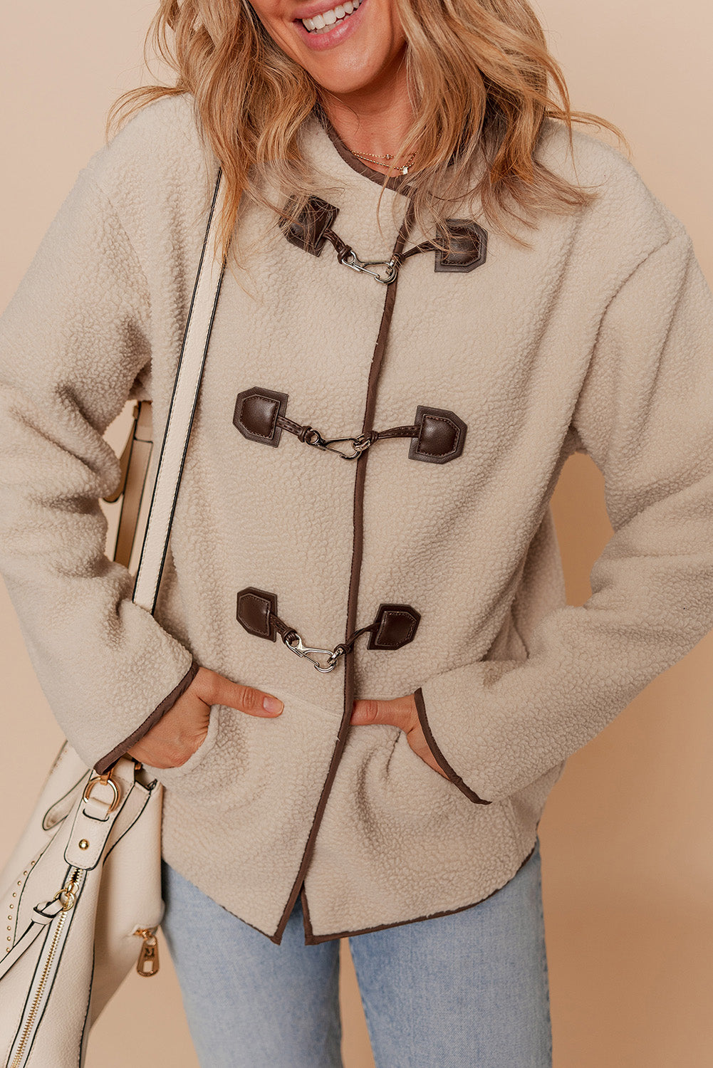 Apricot Toggle Button Teddy Coat