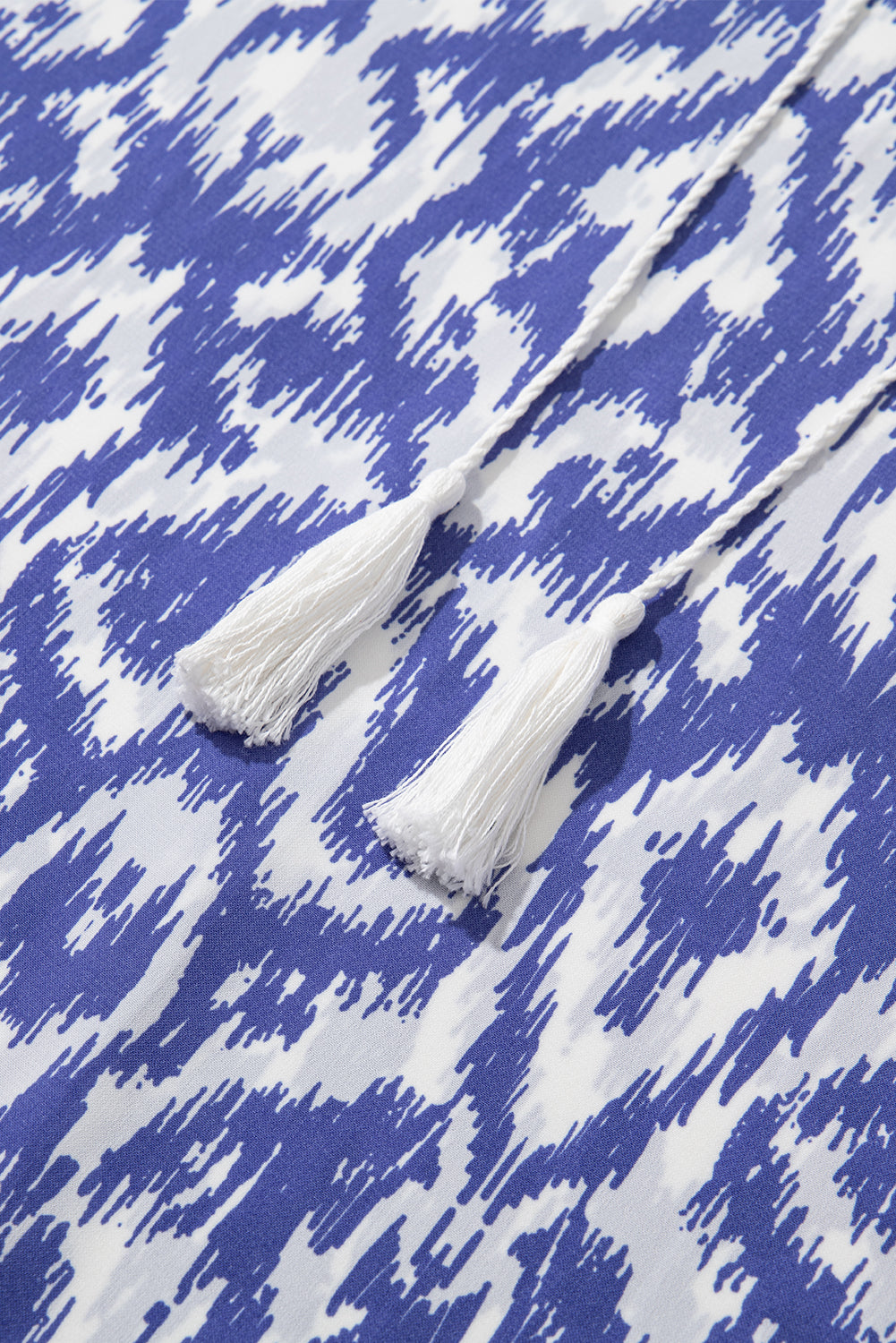 Sky Blue Geometric Print V Neck Casual Long Dress