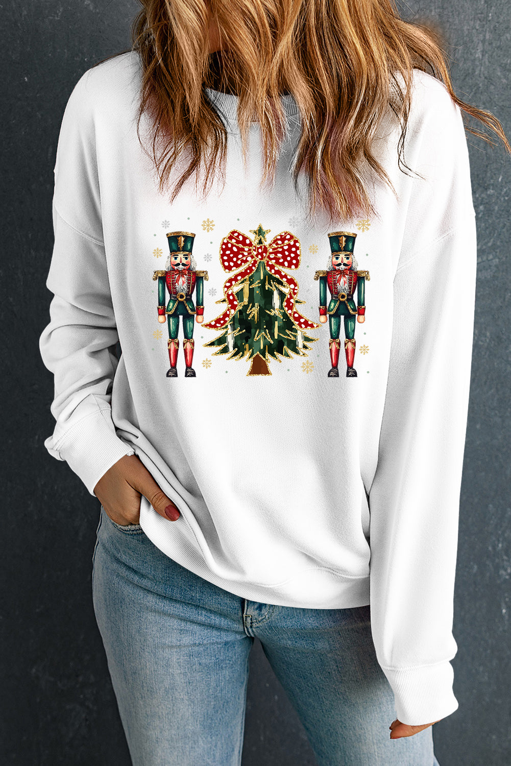 White Nutcracker Man Guard Christmas Holiday Graphic Sweatshirt