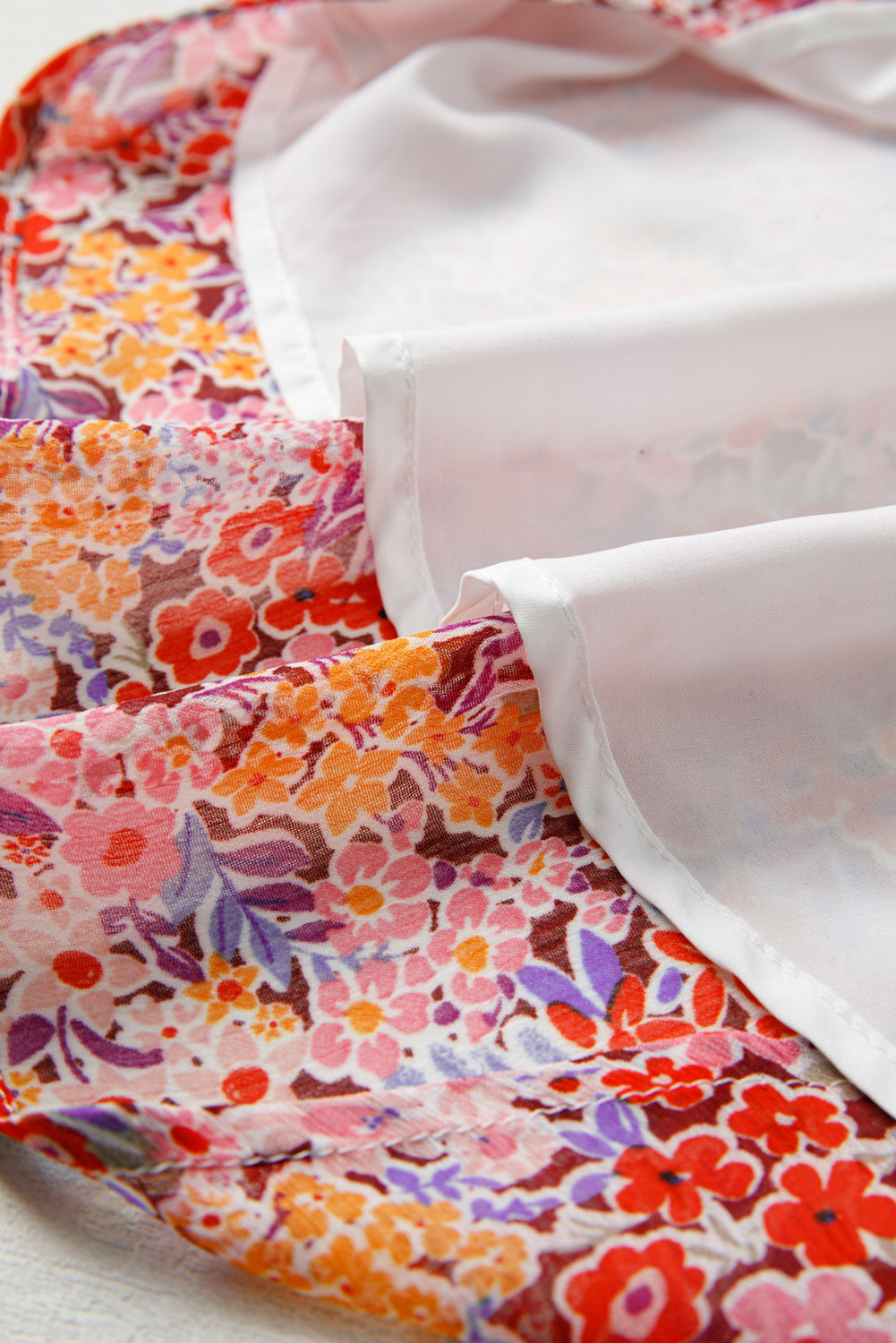 Golden Apricot Boho Floral Print V Neck Long Sleeve Blouse