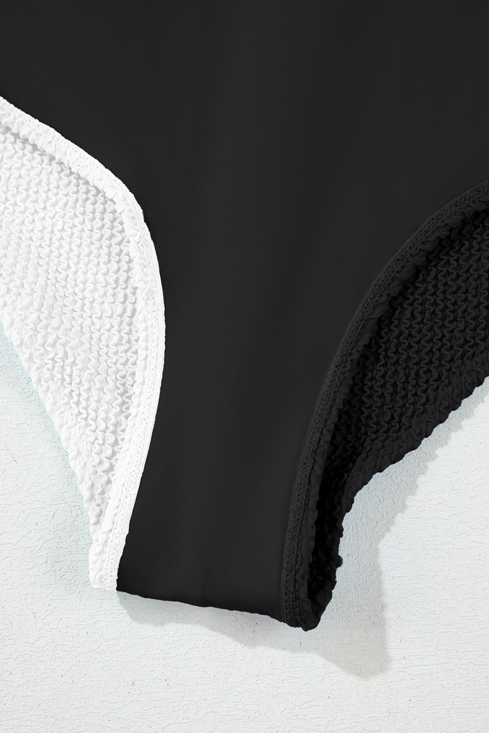 Black Corded Solid Square Neck Bikini Swimsuit