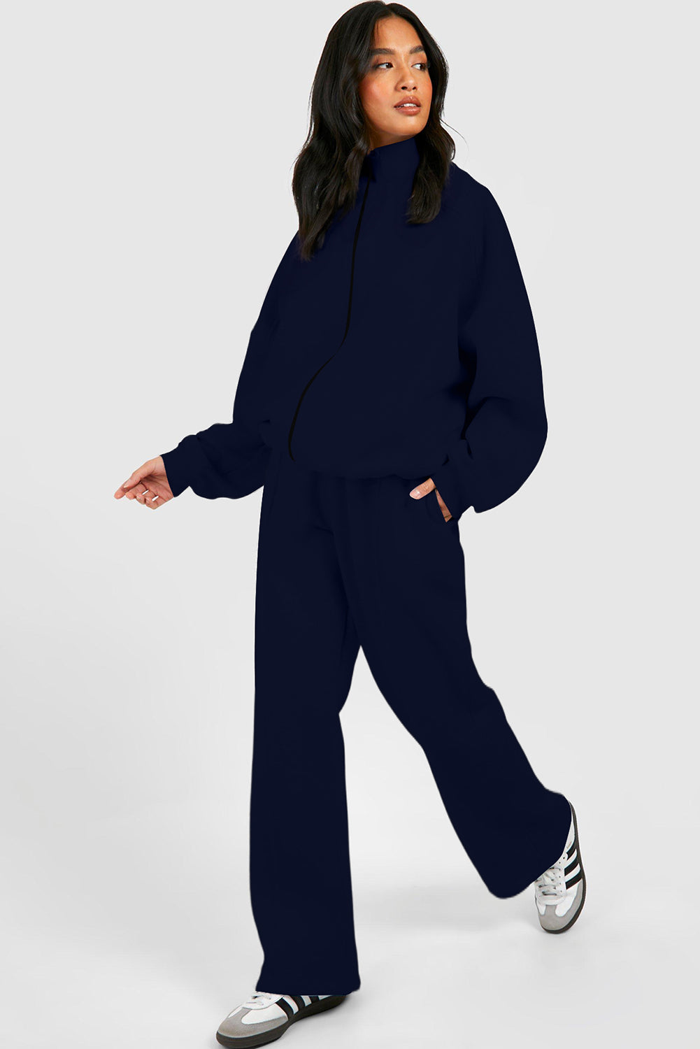 Navy Blue Half Zip Sweatshirt and Pants Set