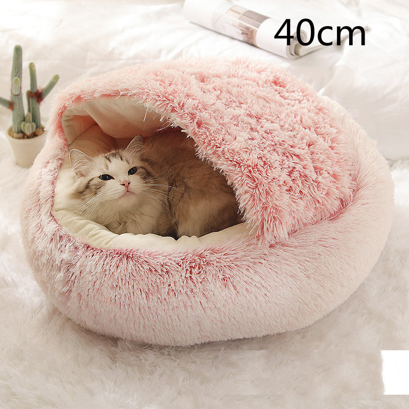 Cama 2 en 1 para perros y gatos, cama de invierno para mascotas, cama redonda de felpa cálida, cama de felpa larga y suave para mascotas, productos para mascotas