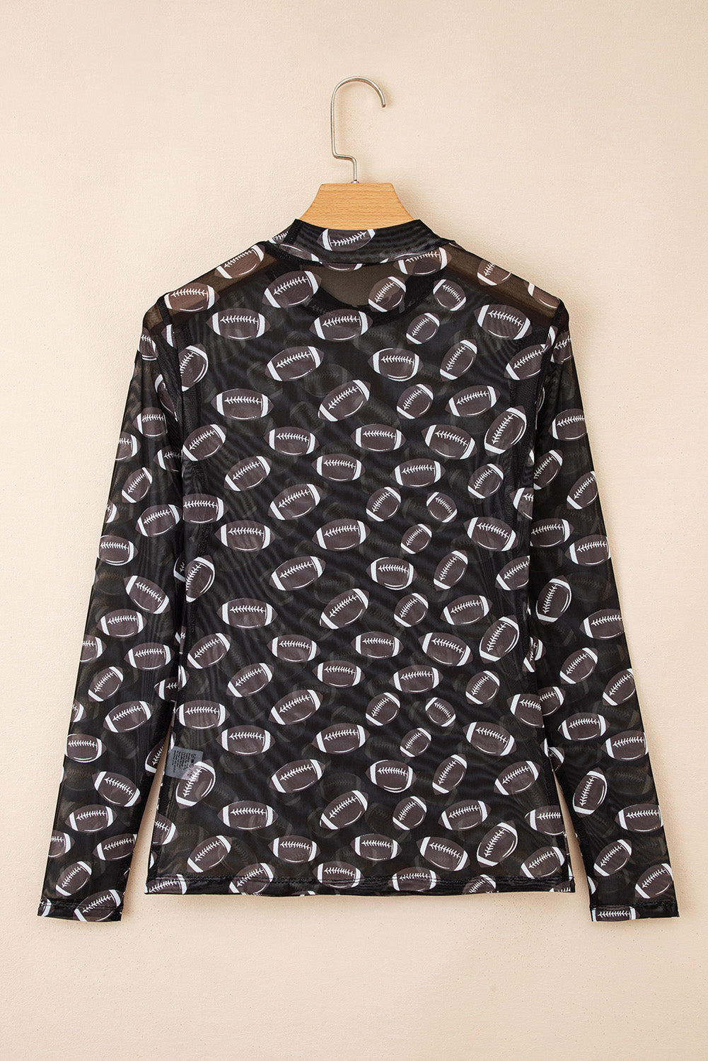 Top de manga larga transparente de malla de fútbol rojo para el día del partido