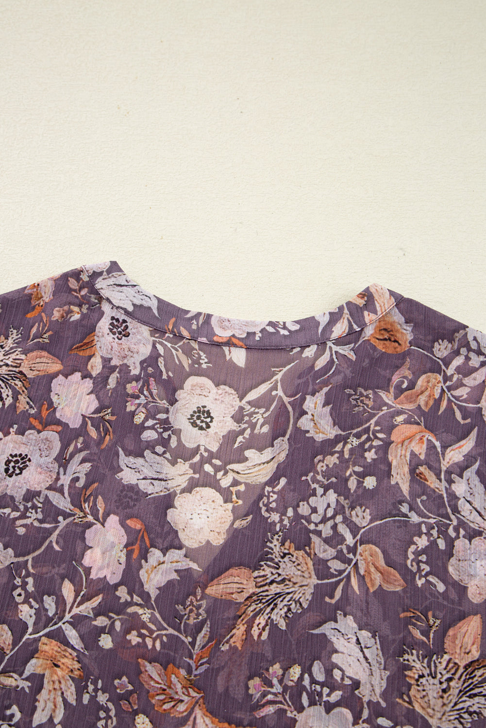 Blue Boho Floral Print 3/4 Sleeve Babydoll Blouse