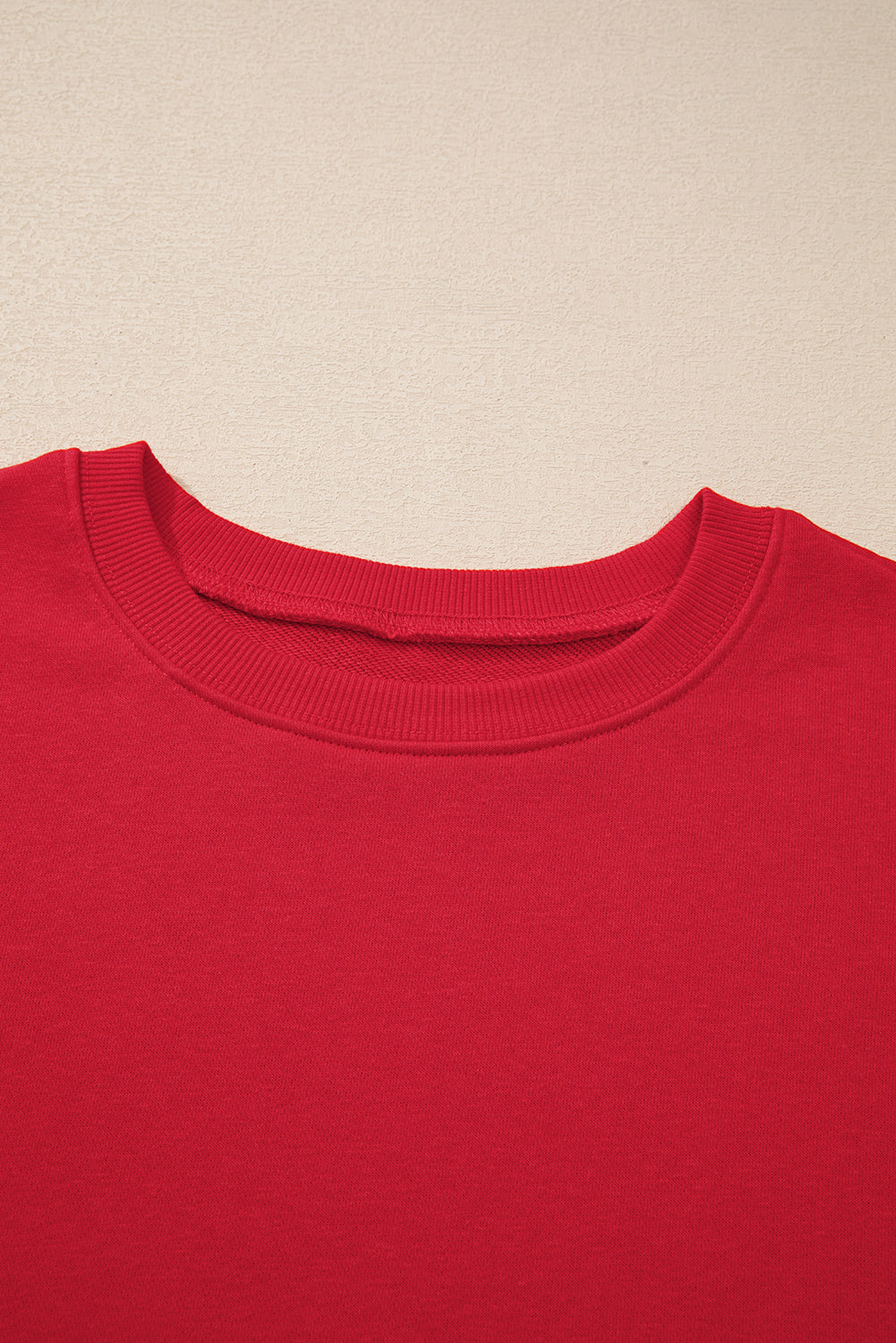 Sweat-shirt rouge course uni à col rond et épaules tombantes, grande taille