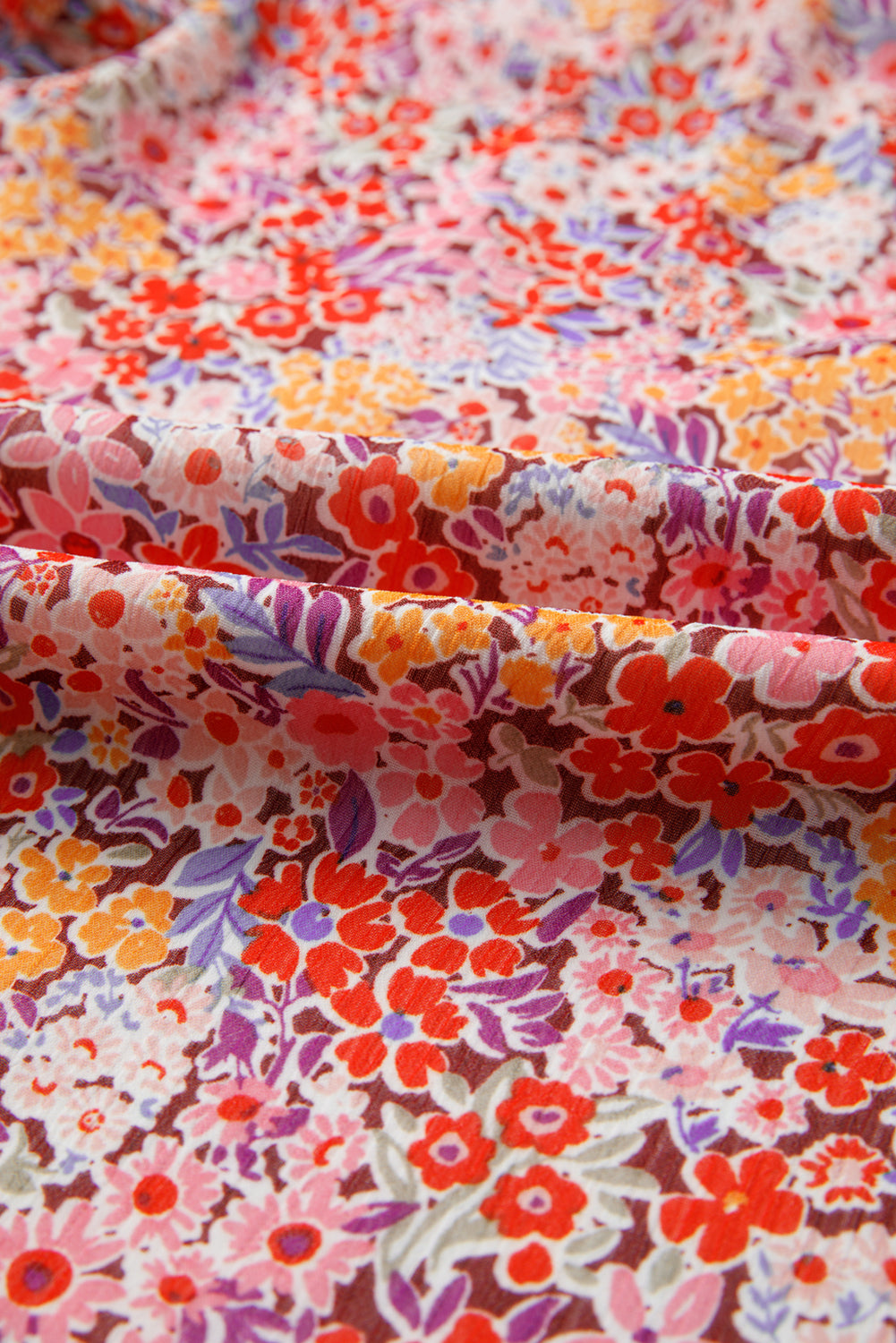 Golden Apricot Boho Floral Print V Neck Long Sleeve Blouse