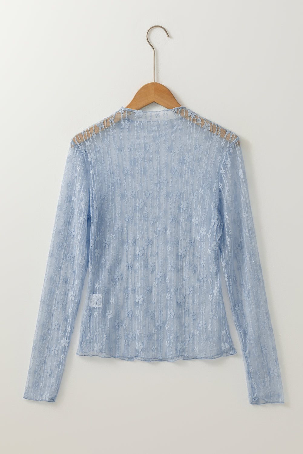 Ashleigh Blue Sheer Floral Lace Long Sleeve Slim Fit Top