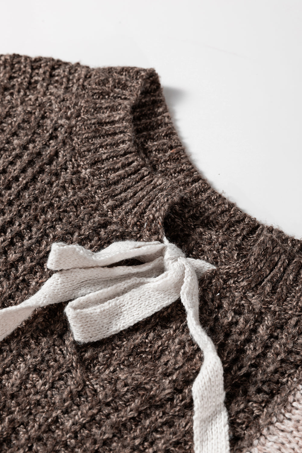 Purple Color Block Patchwork Knotted Back Loose Fit Sweater