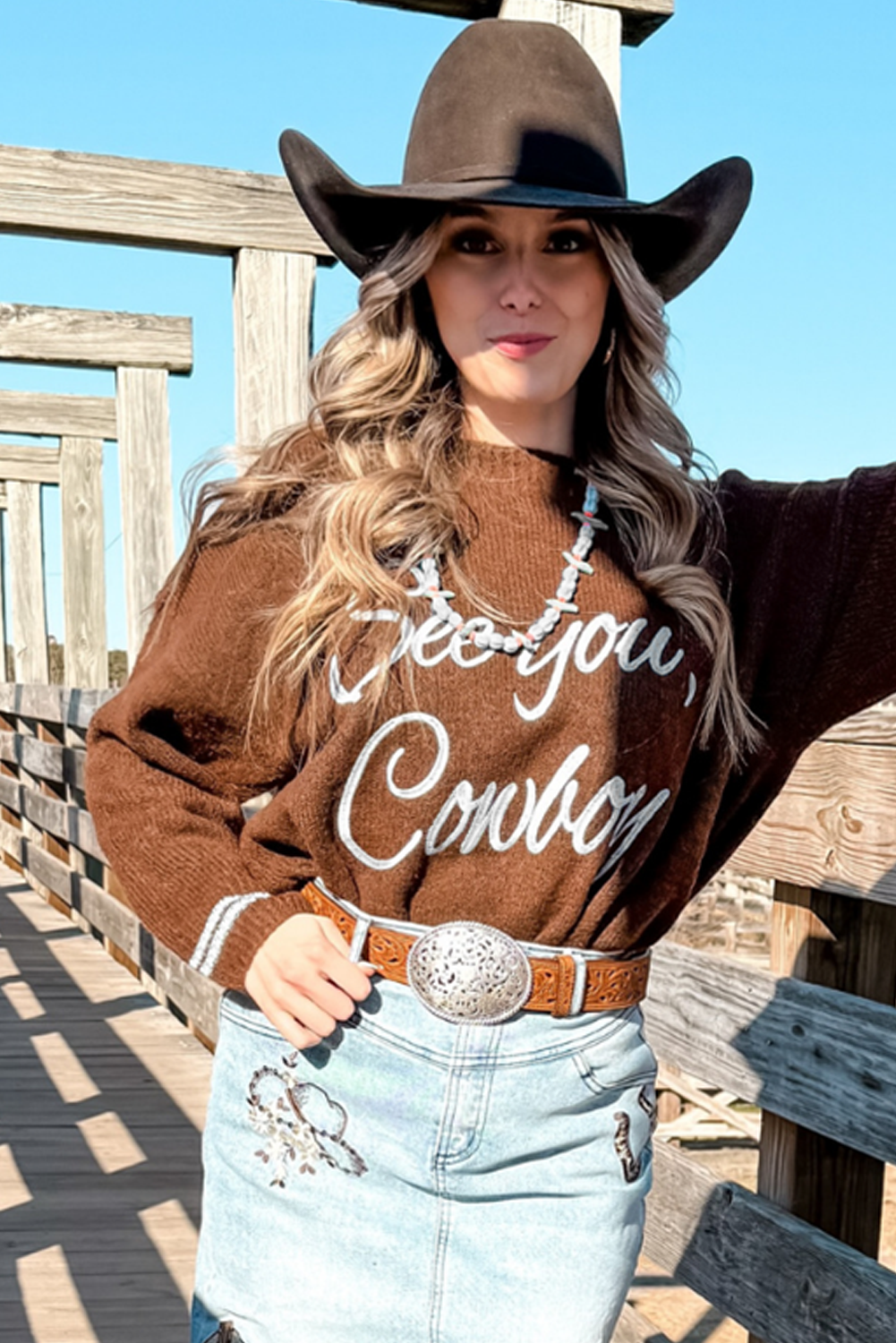 Coffee Letter Embroidered Graphic Sweater