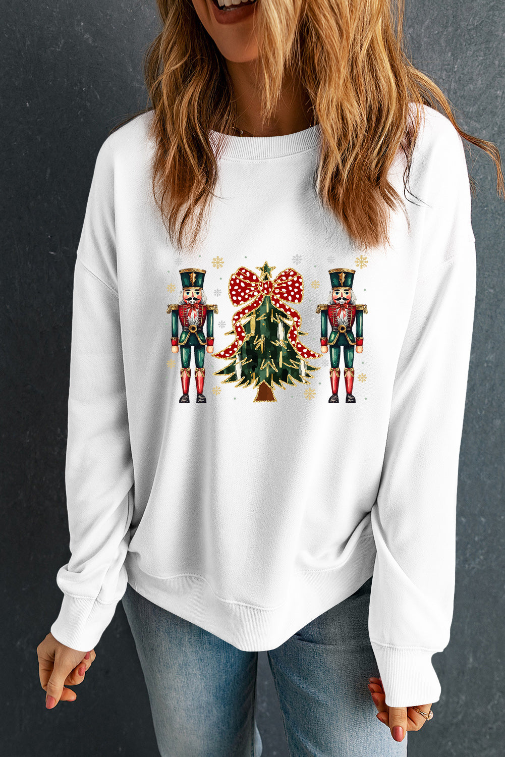 White Nutcracker Man Guard Christmas Holiday Graphic Sweatshirt