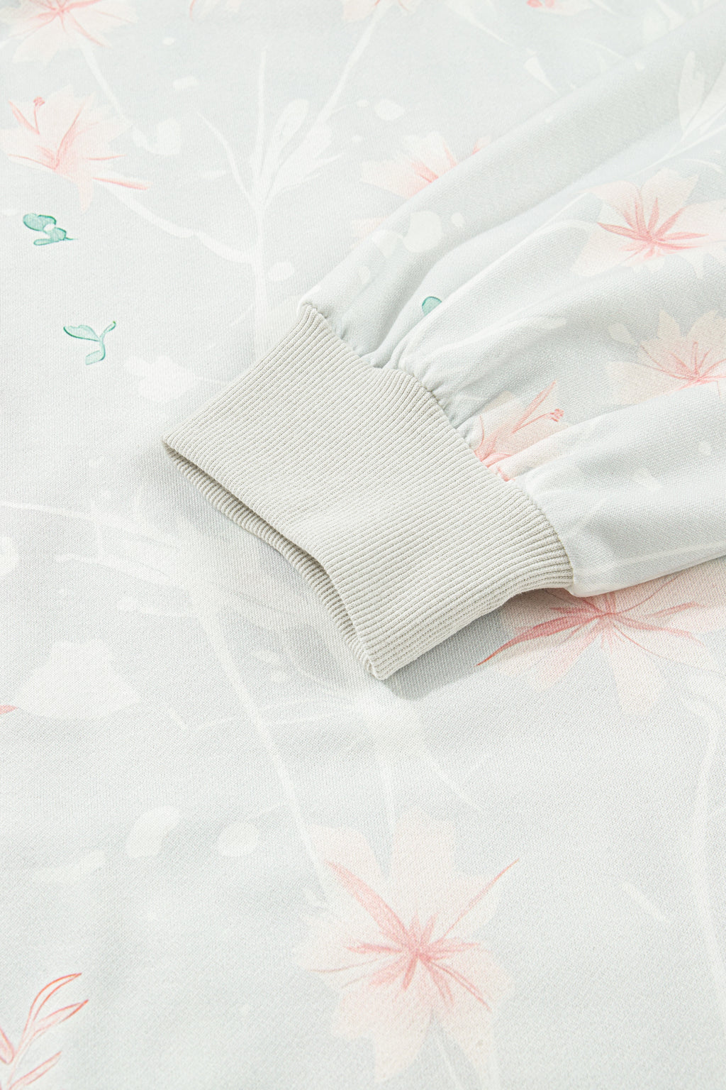 Sweat à capuche ample grande taille à imprimé floral gris