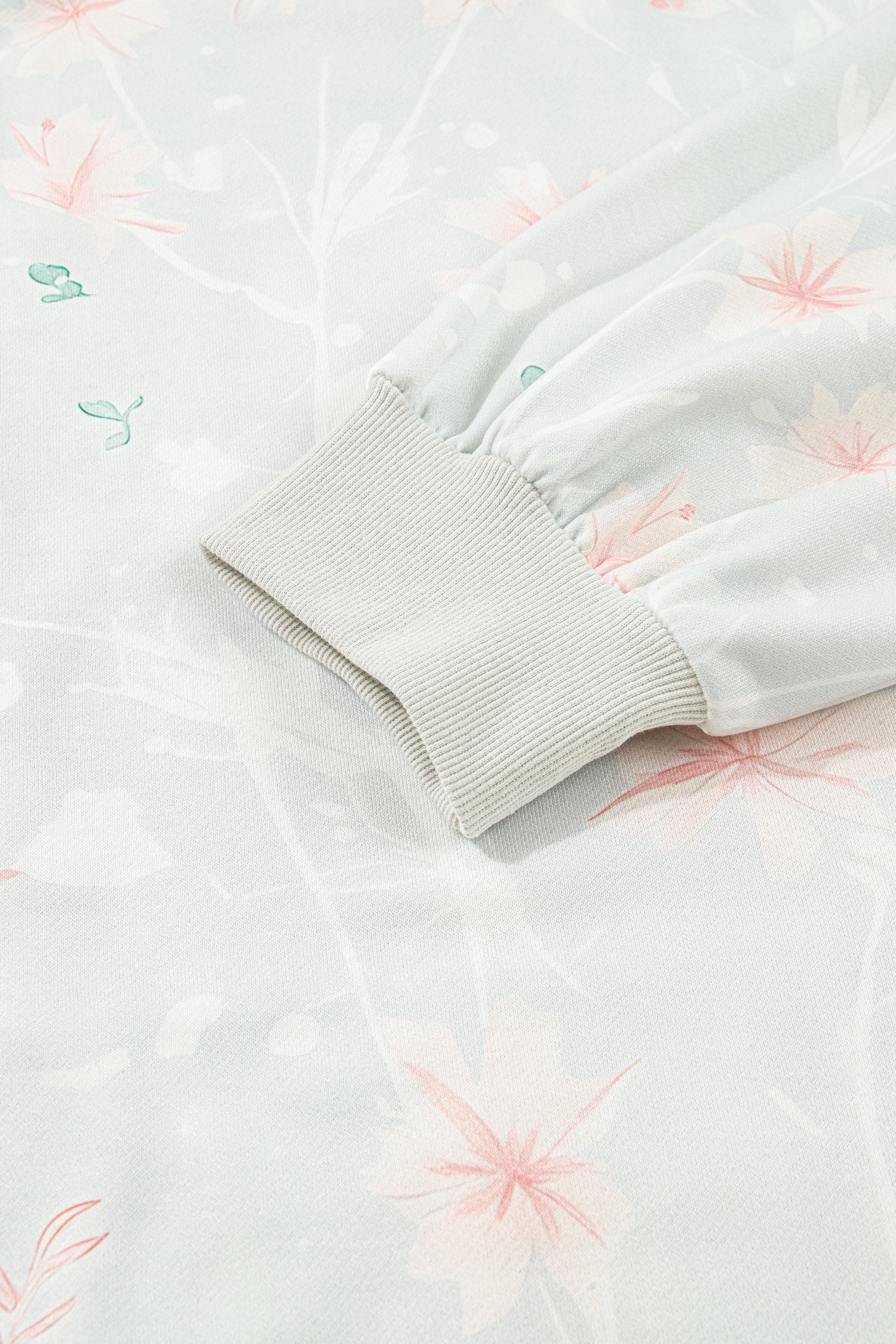 Sweat à capuche ample grande taille à imprimé floral gris