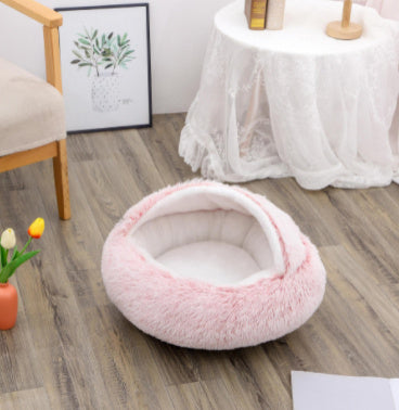 Cama 2 en 1 para perros y gatos, cama de invierno para mascotas, cama redonda de felpa cálida, cama de felpa larga y suave para mascotas, productos para mascotas