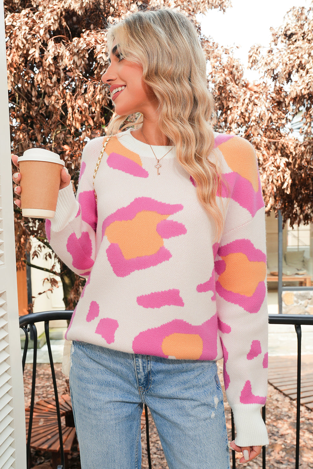 Suéter Sachet Pink Cheetah Colorblock