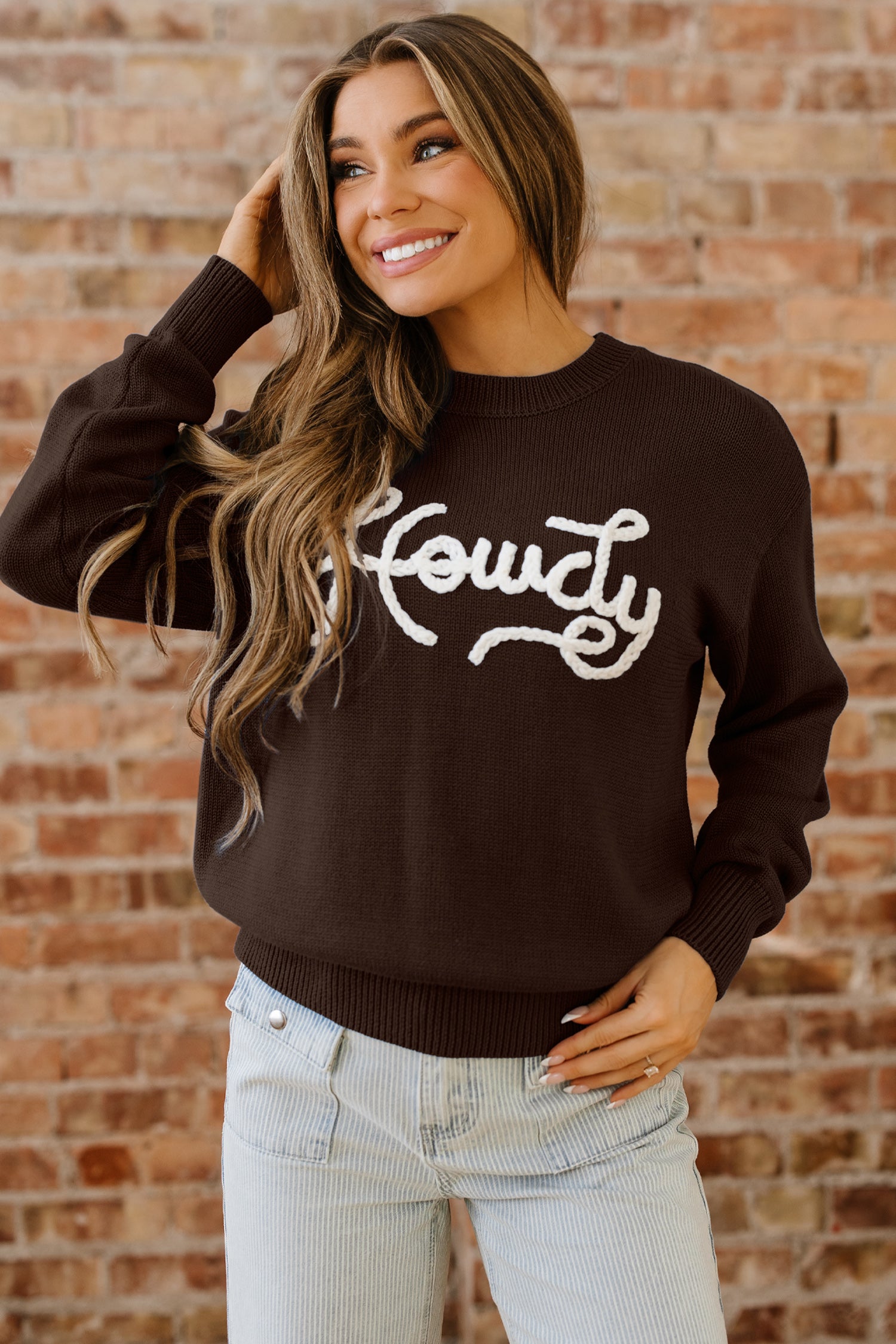 Pull western brodé Chicory Coffee Howdy
