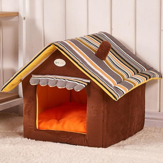 Nueva casa para perros con funda extraíble a rayas de moda, camas para perros pequeños y medianos, productos para mascotas, camas para gatos