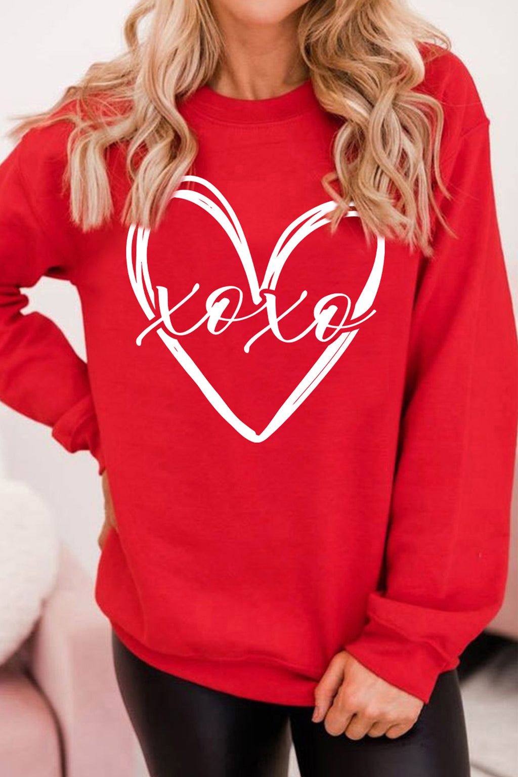 Sudadera con estampado de corazón de San Valentín rojo xoxo