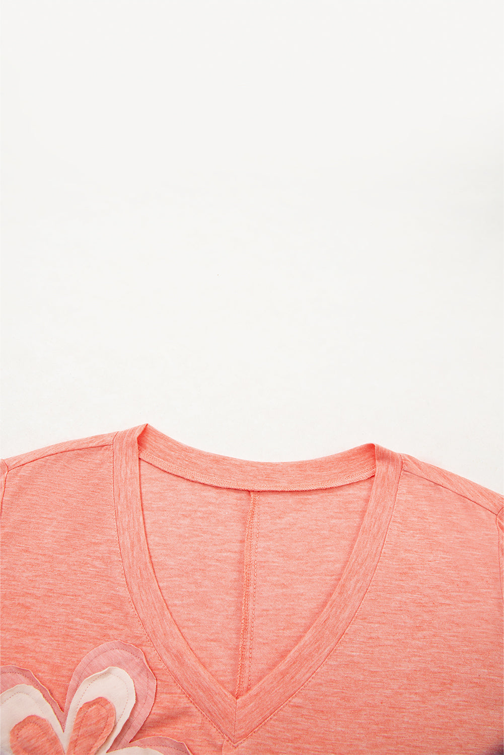 Haut à manches longues et col en V à imprimé floral saumon frais