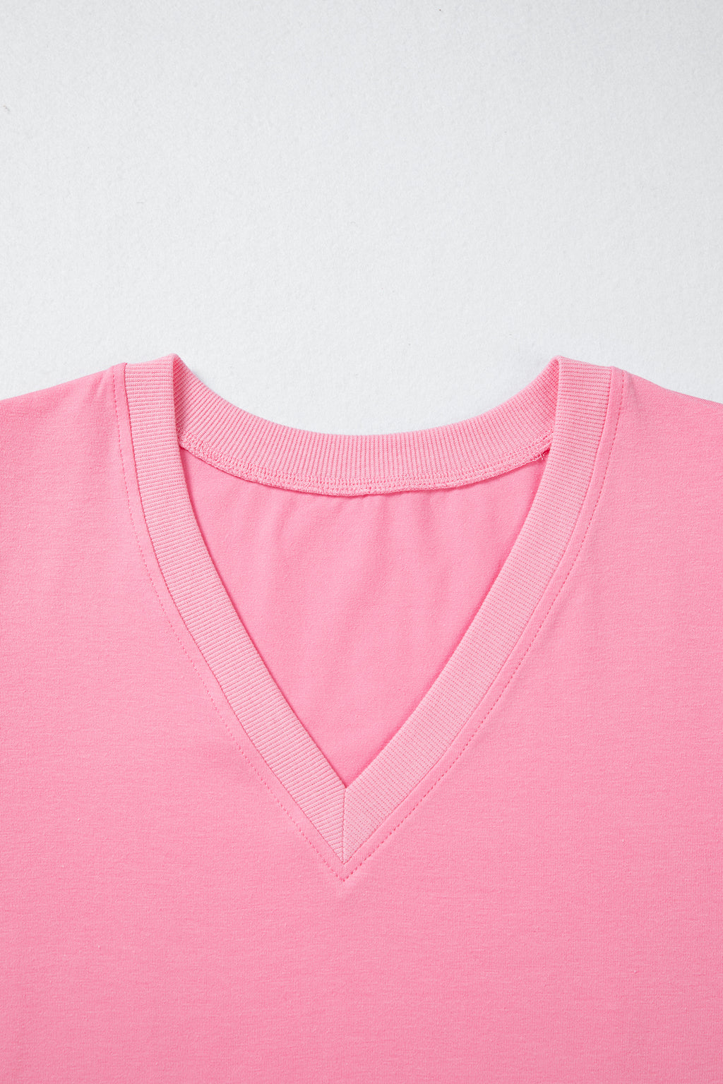 Bonbon Solid Color V Neck Short Puff Sleeve Blouse