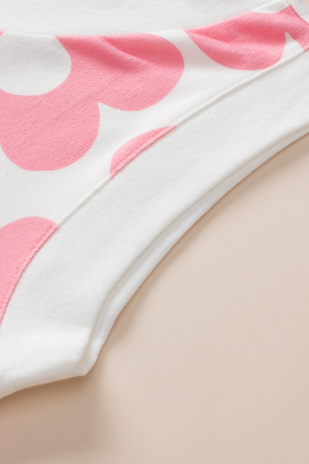 Pink 60s Floral Print V Neck Contrast Trim Knitted Vest