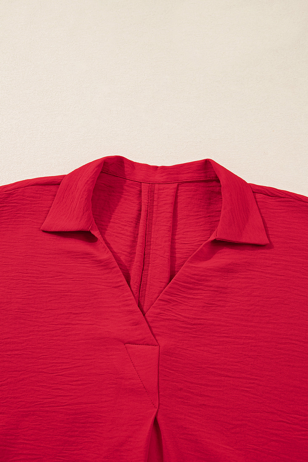 Blouse tunique oversize rouge flamboyant à poignets froncés et col dolman, grande taille