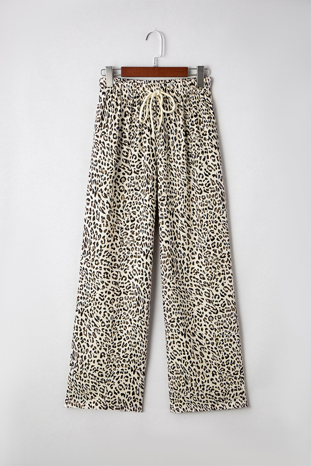 Pantalones holgados con cordón de leopardo marrón