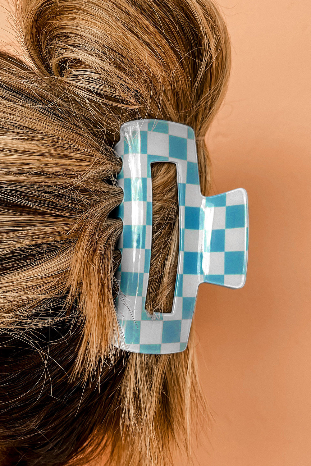 Black Checkered Print Hollow Out Hair Claw