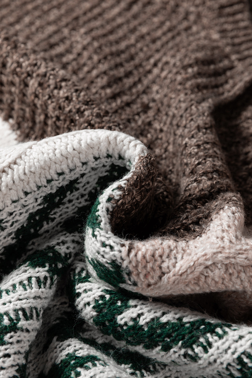 Purple Color Block Patchwork Knotted Back Loose Fit Sweater