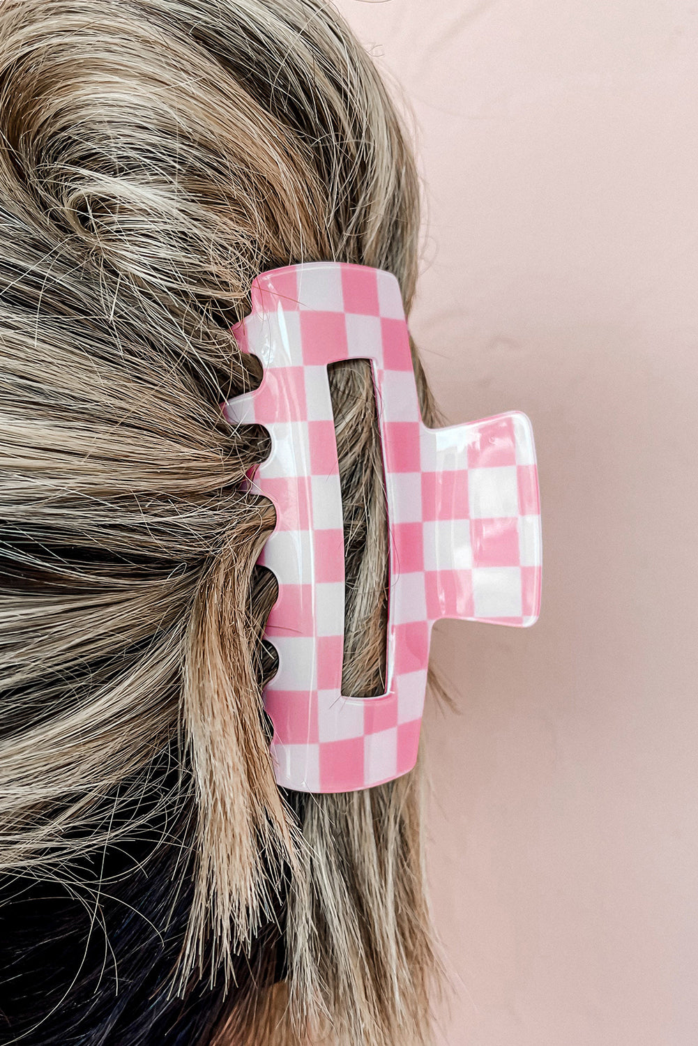 Black Checkered Print Hollow Out Hair Claw