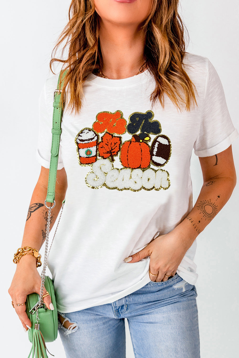 White Iis The Season Pumpkin Spice Graphic Crewneck T Shirt