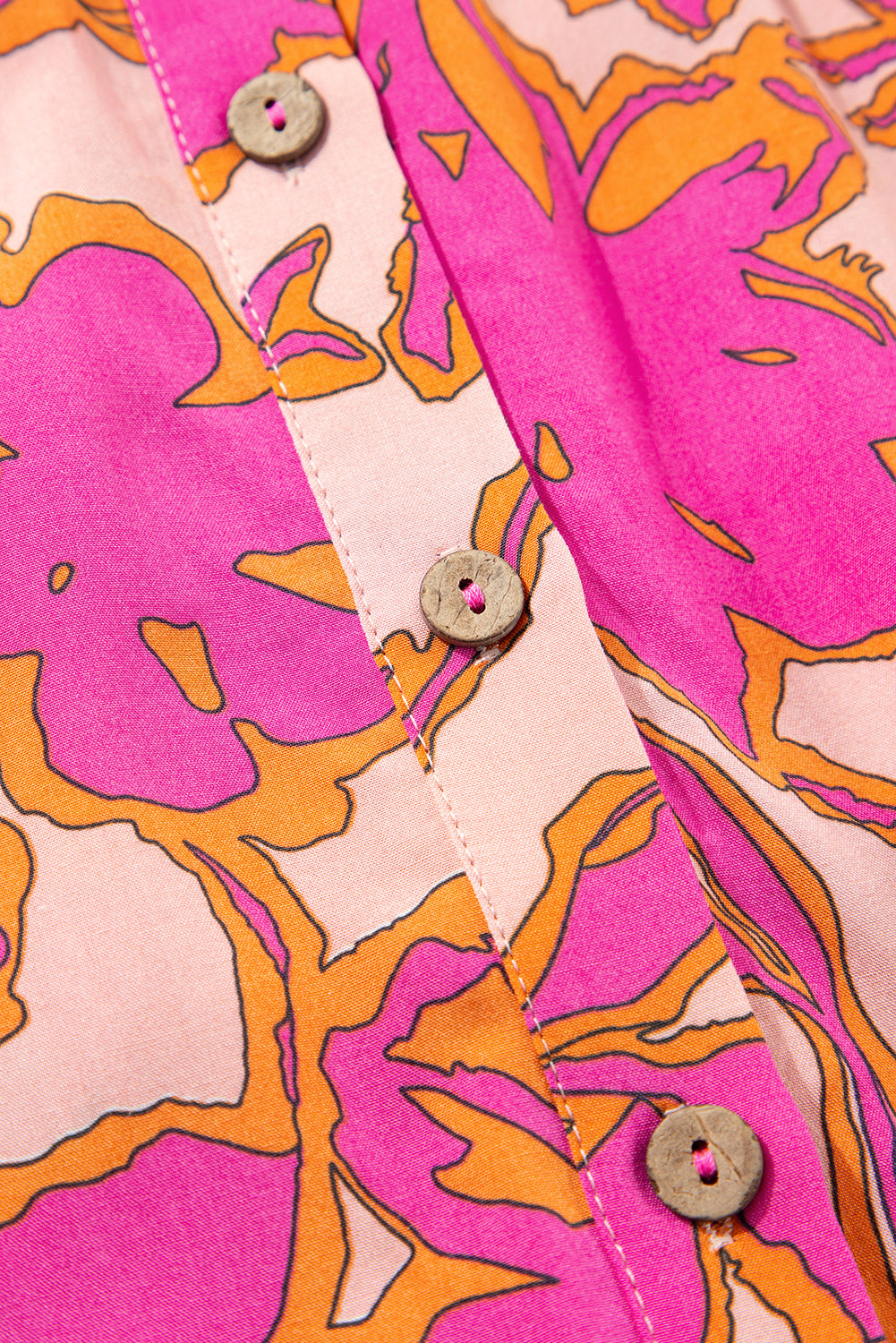 Chemisier ample boutonné à manches chauve-souris et imprimé floral bleu