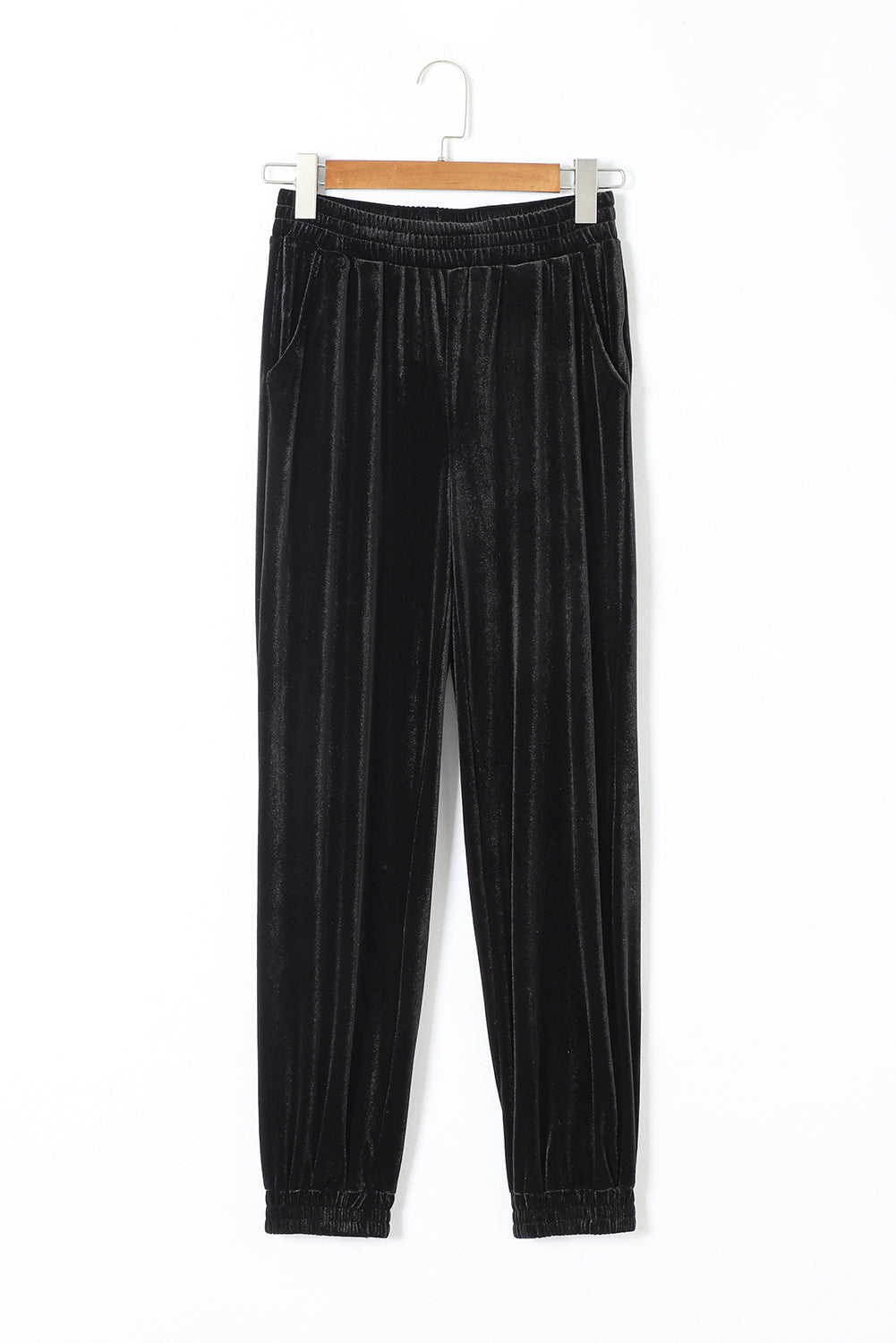Black Vintage Pocket Velvet Jogger Pants