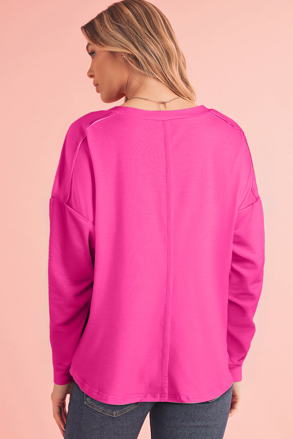 Top de cuello redondo con mangas caídas y bloques de color verde claro