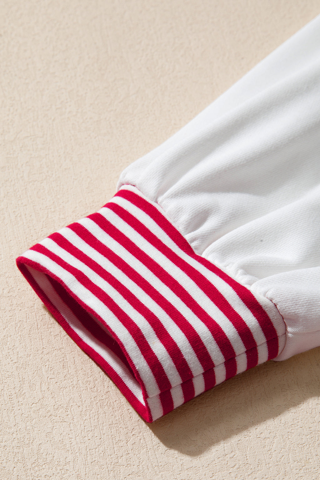 Fiery Red Striped Patchwork Sleeve Colorblock Sweatshirt