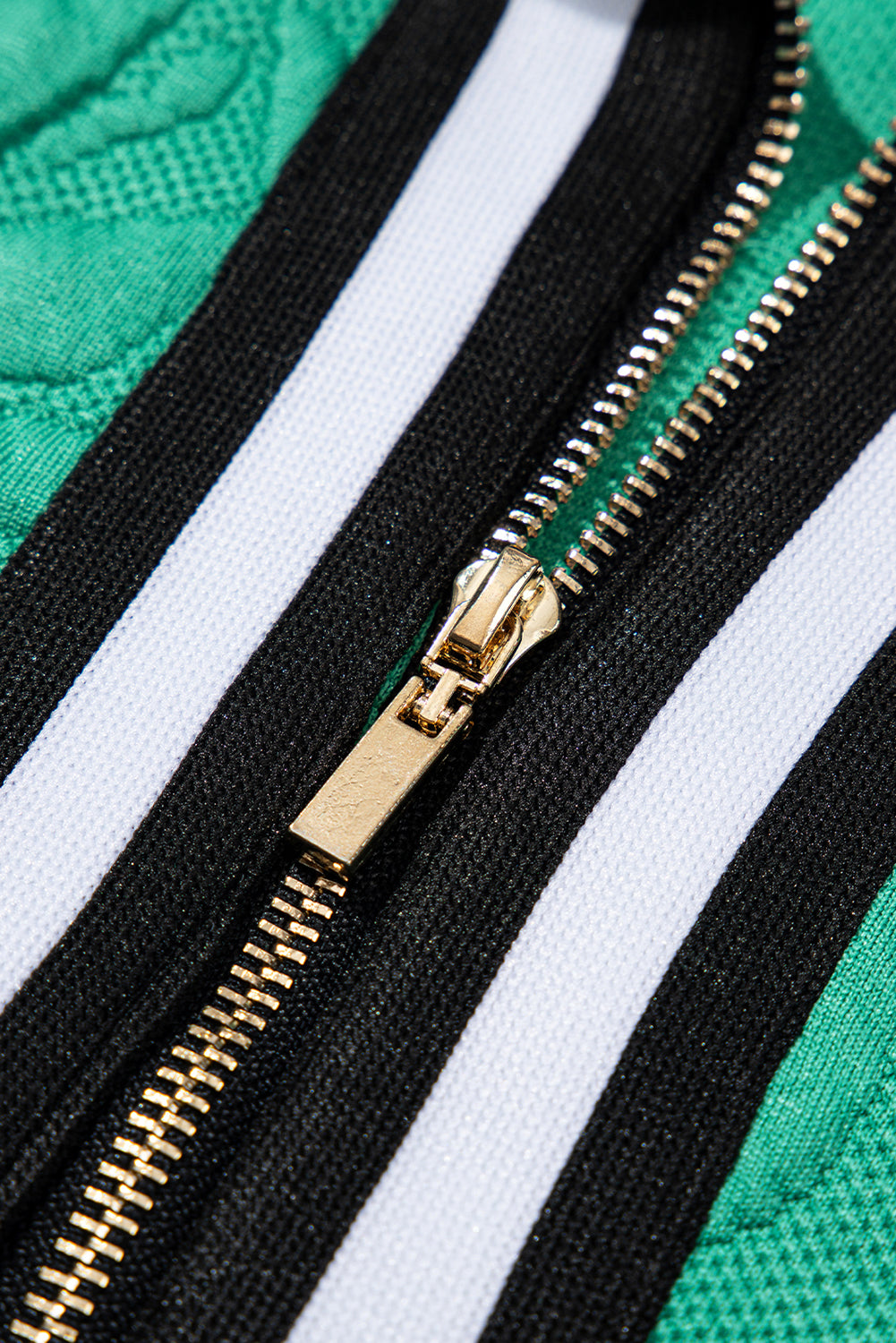 Vestido con escote color vibrante y cremallera de un cuarto con textura de jacquard verde mar