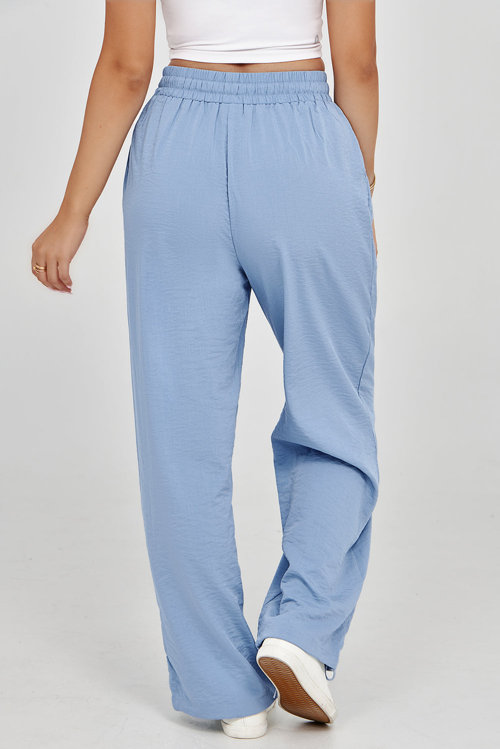 Pantalones holgados plisados ​​con cintura elástica y cordón Myosotis