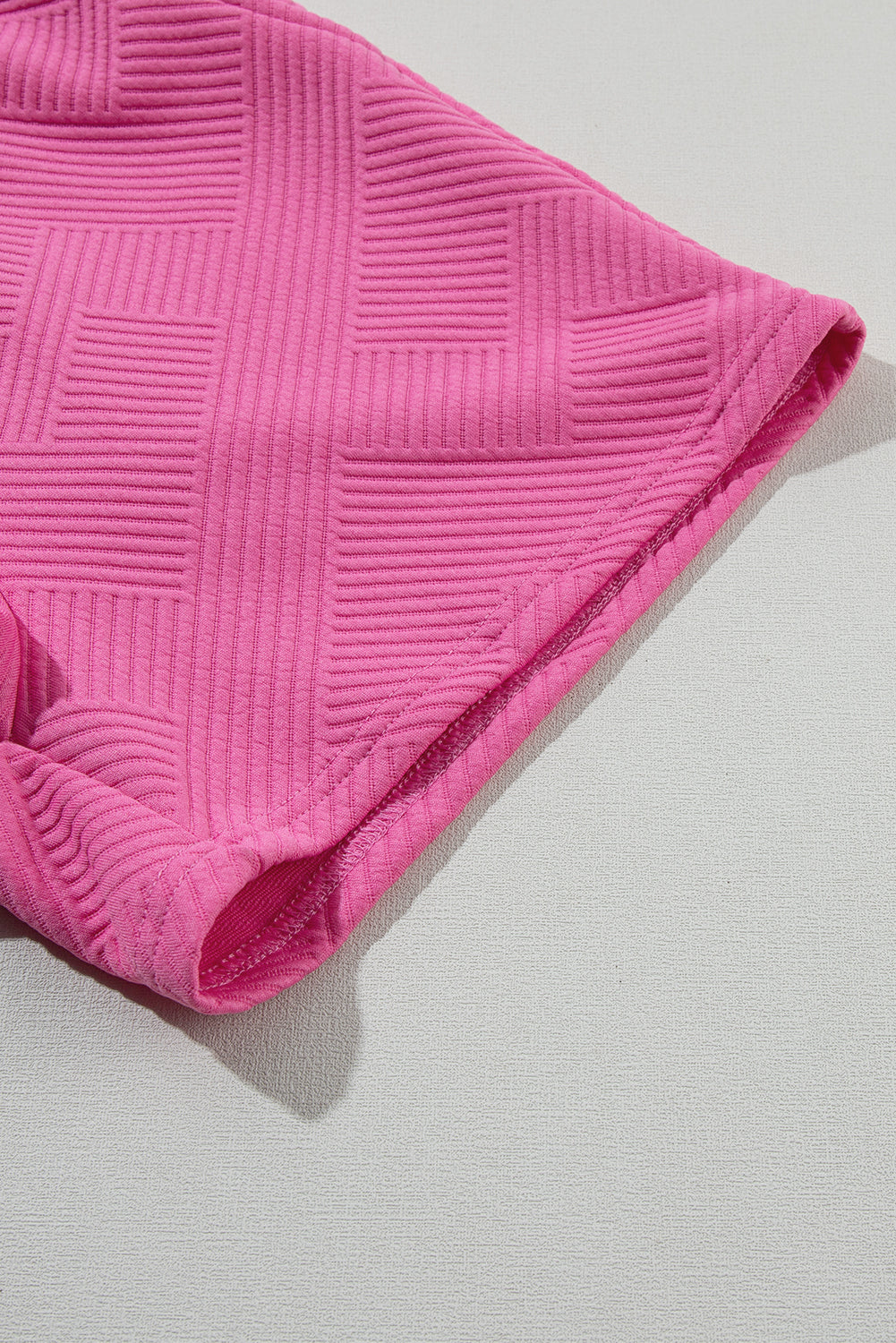 Ensemble short texturé uni rose fraise 2 pièces avec cordon de serrage