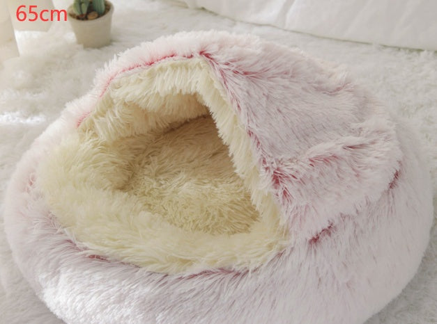 Cama 2 en 1 para perros y gatos, cama de invierno para mascotas, cama redonda de felpa cálida, cama de felpa larga y suave para mascotas, productos para mascotas