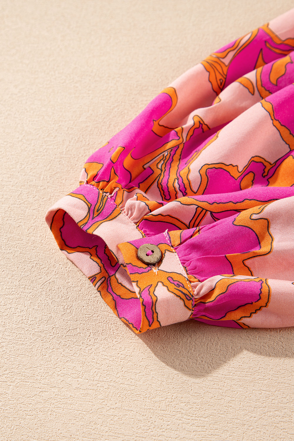 Chemisier ample boutonné à manches chauve-souris et imprimé floral bleu