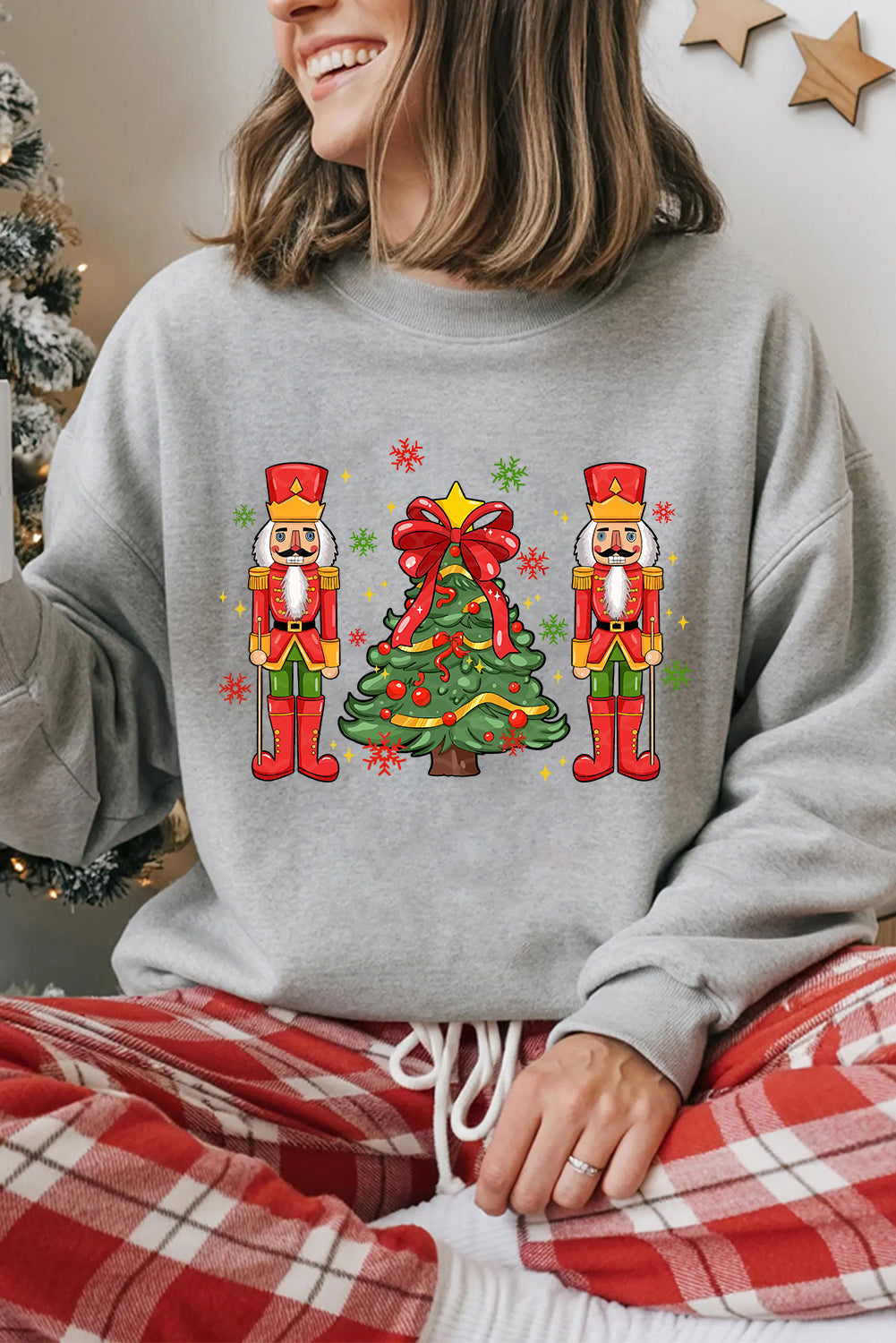 Gray Festive Nutcracker Men Guard Graphic Pullover Sweatshirt