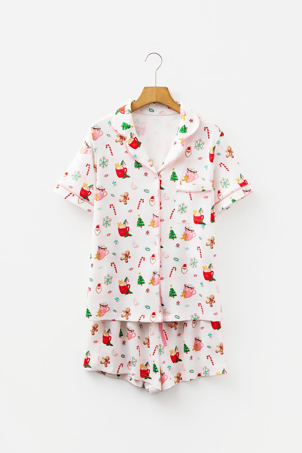 White Christmas Spirits Shirt 2pcs Shorts Pajama Set
