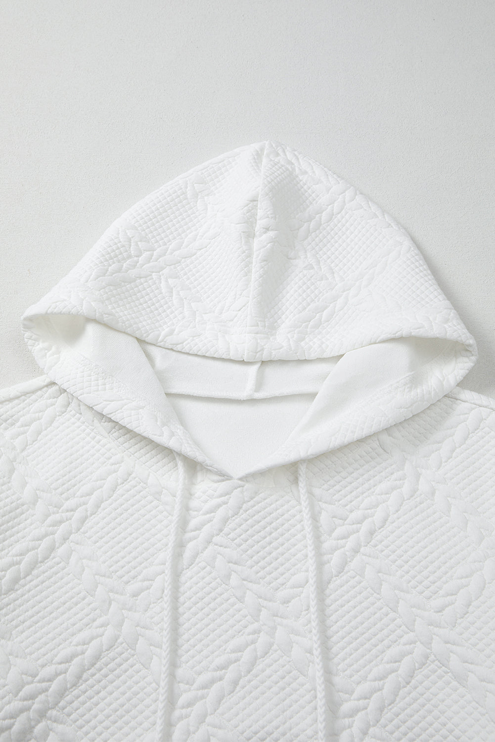 White Lattice Texture Kangaroo Pocket Hoodie