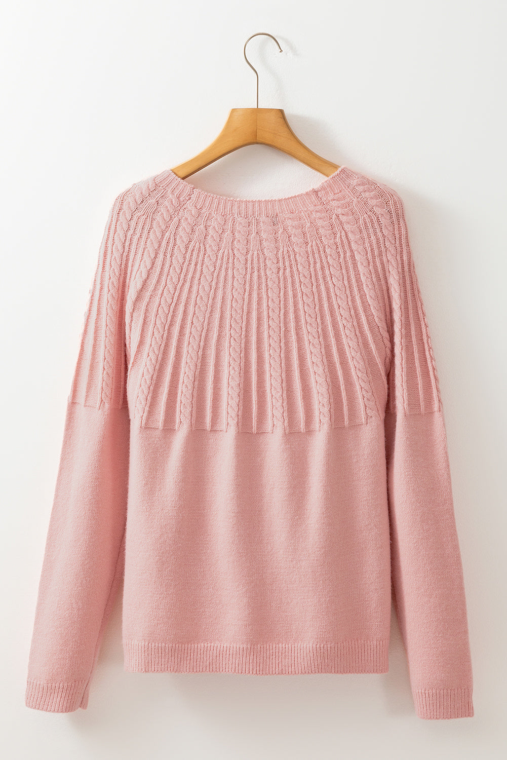 Light Pink Solid Color Textured Detail Button Down Long Sleeve Sweater Cardigan