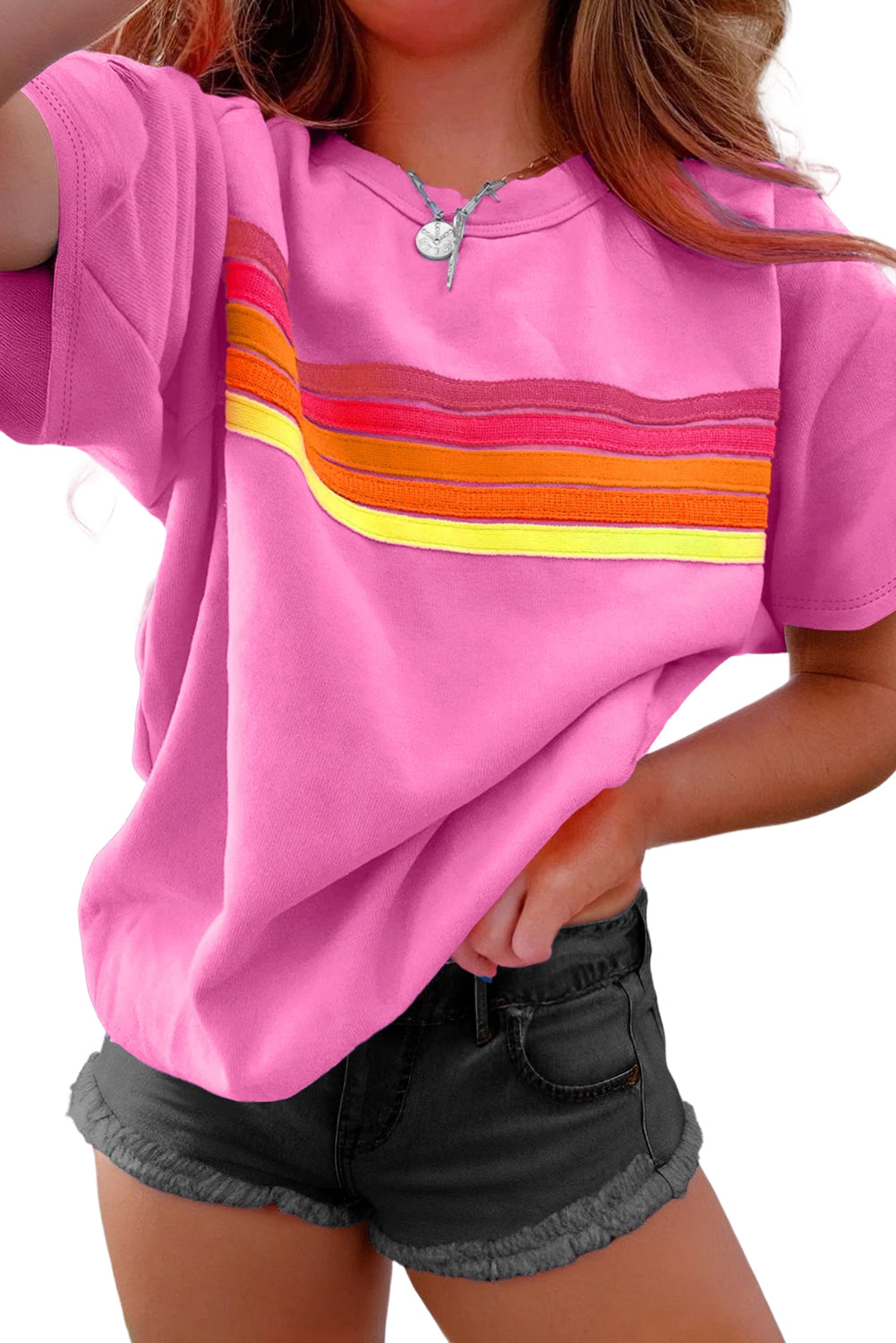 Bonbon Colorful Striped Casual Tee