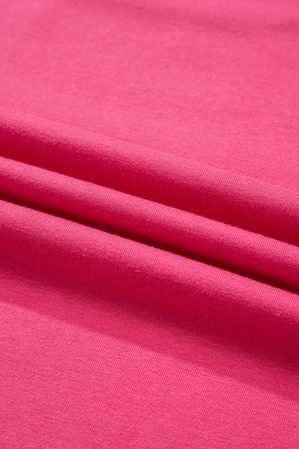 Haut décontracté à ourlet fleuri rose fraise et col rond, patchwork