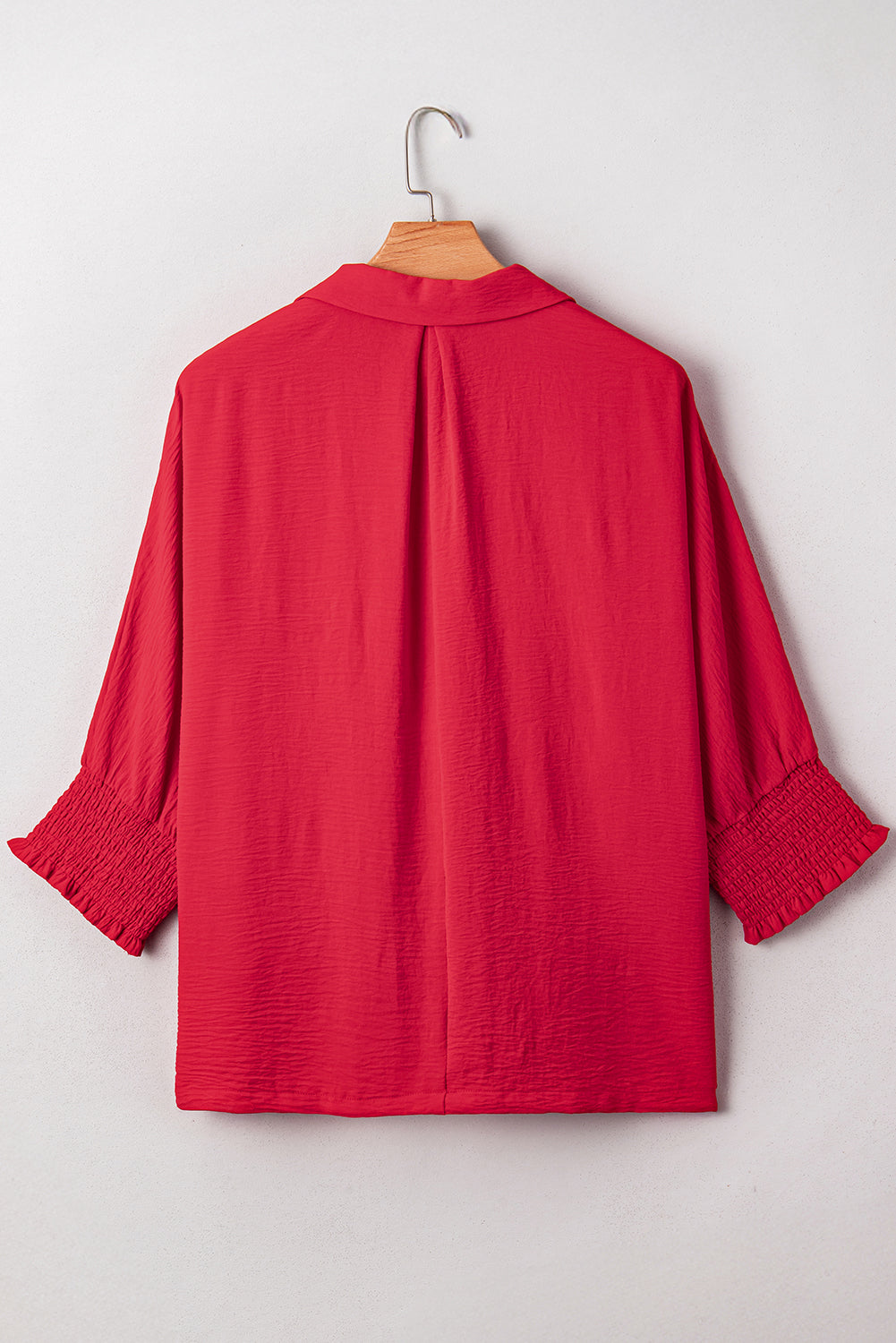 Blouse tunique oversize rouge flamboyant à poignets froncés et col dolman, grande taille