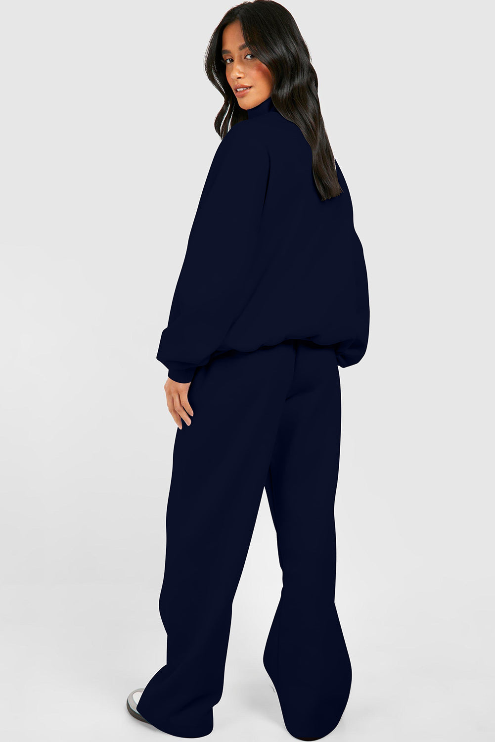 Navy Blue Half Zip Sweatshirt and Pants Set